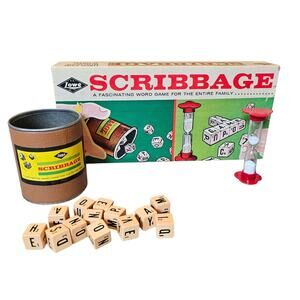Vintage Lowe 1963 Scribbage Dice Word Game Retro